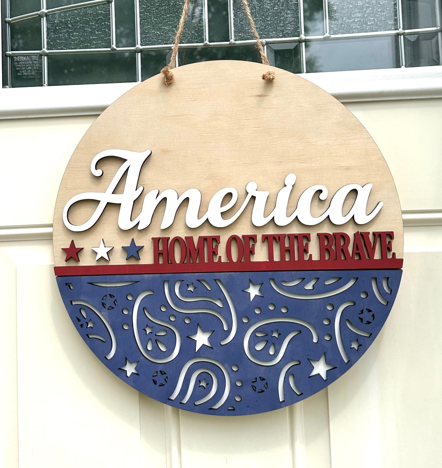 DIY Patriotic Door Hanger Kit –America Home of the Brave Sign