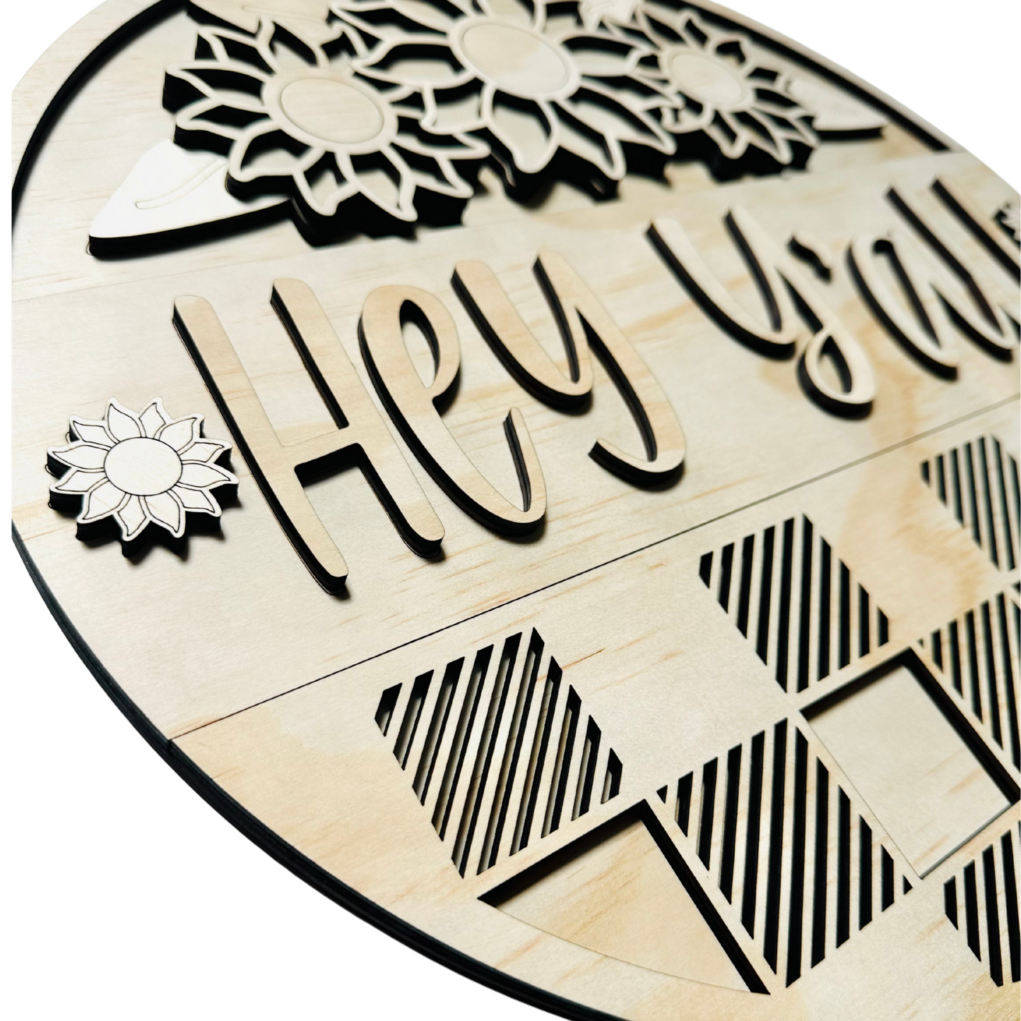 Sunflower Hey Y’all DIY Door Hanger Kit – Unfinished Wood Sign