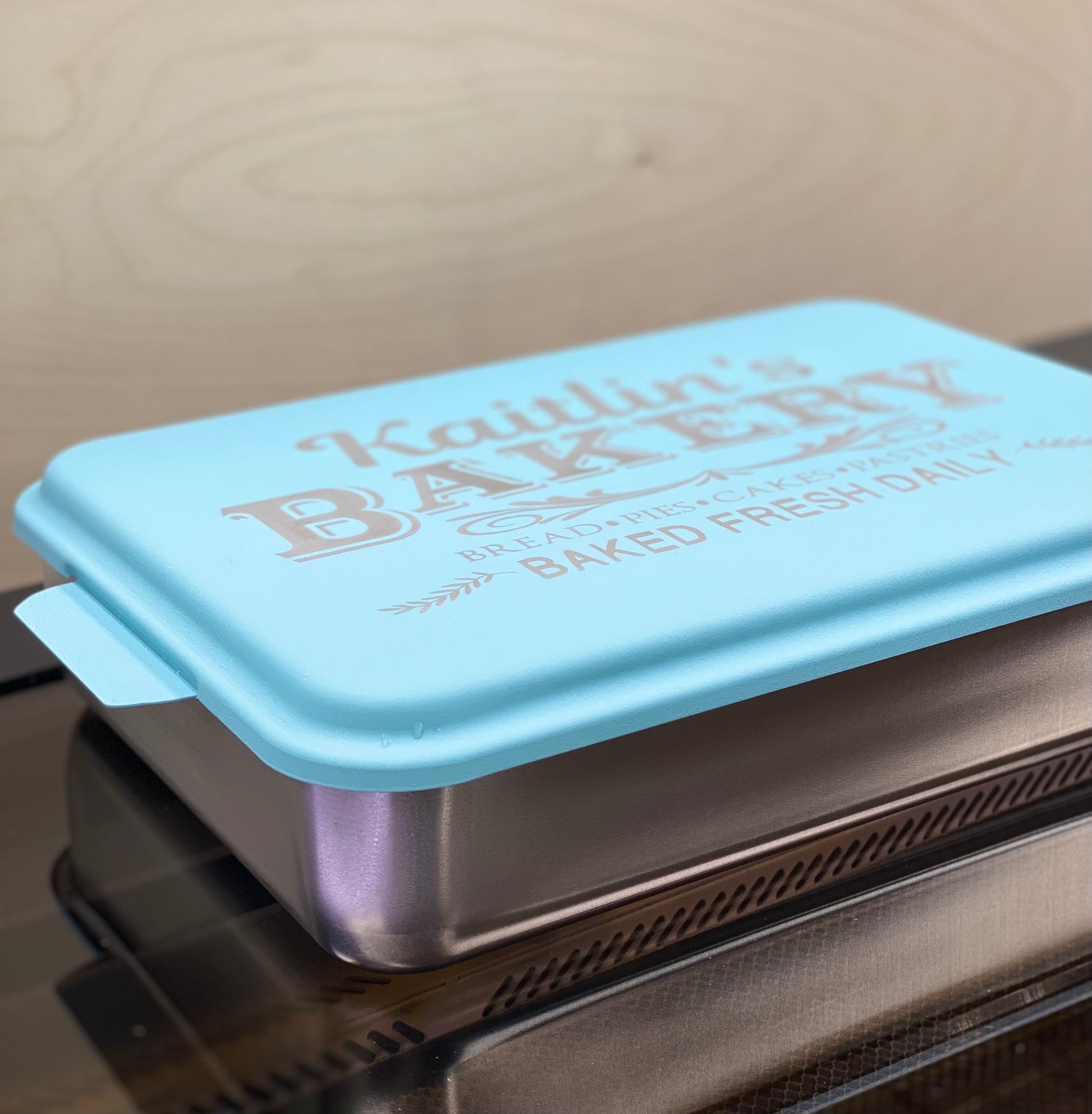 Reviews: Personalized Cake Pan - Turquoise Laser Engraved Lid - 9x13 -  $38.99